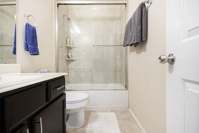 907 Fairway Dr, La Porte, TX 77571 - bathroom with vanity, tile patterned flooring, and bath / shower combo with glass door