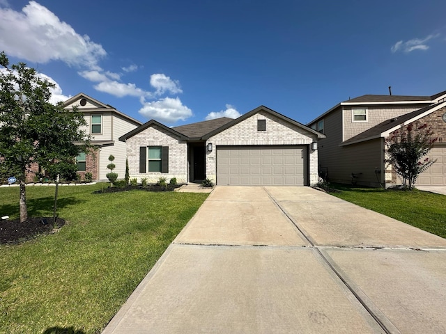 4215 Stuebner Hill Dr, Houston, TX 77068 - view of front of property with a garage, concrete driveway, a front lawn, and brick siding