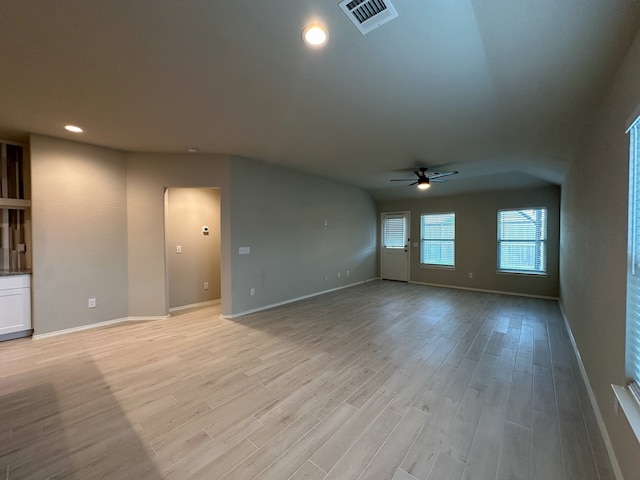 4215 Stuebner Hill Dr, Houston, TX 77068 - empty room with ceiling fan, light wood-type flooring, and recessed lighting