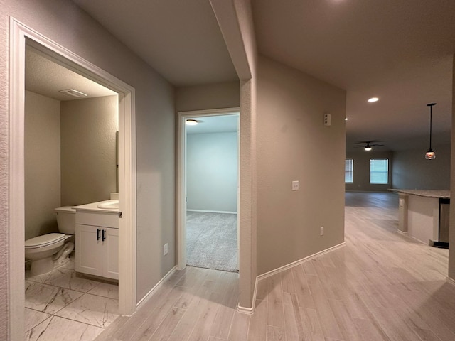 4215 Stuebner Hill Dr, Houston, TX 77068 - hallway featuring recessed lighting and light wood-style flooring