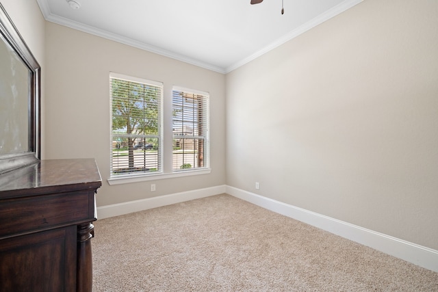 19522 Hope Springs Ln, Cypress, TX 77433 - spare room with carpet flooring, ornamental molding, and ceiling fan