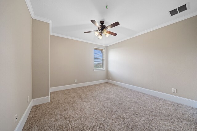 19522 Hope Springs Ln, Cypress, TX 77433 - empty room with crown molding, a ceiling fan, and carpet flooring
