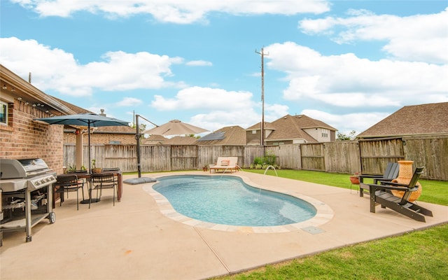 115 Meadow Ridge Way, Clute, TX 77531 - view of pool with a patio, area for grilling, and a fenced backyard