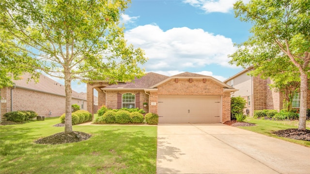 115 Meadow Ridge Way, Clute, TX 77531 - view of front of house with brick siding, an attached garage, a front lawn, and driveway