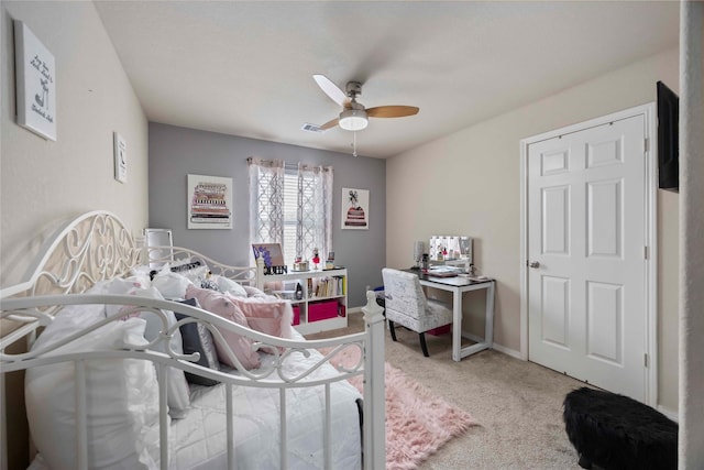 9859 Clanton Pines Dr, Humble, TX 77396 - bedroom featuring carpet floors and ceiling fan