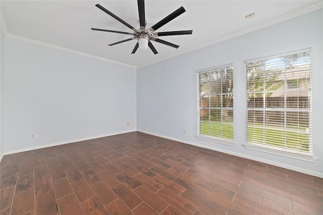 1102 Indian Autumn Trce, Houston, TX 77062 - unfurnished room featuring ornamental molding, ceiling fan, and dark wood finished floors