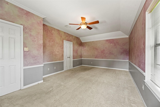 16307 Rainbow Lake Rd, Houston, TX 77095 - spare room with ceiling fan, ornamental molding, and carpet floors
