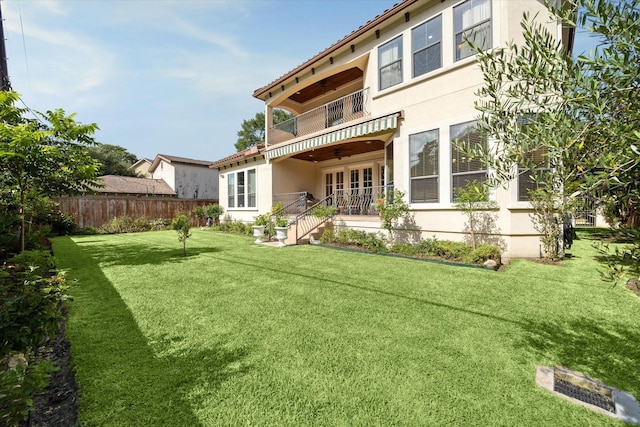 8518 Prichett Dr, Houston, TX 77096 - back of property with a balcony, stucco siding, and french doors