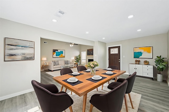 6315 Dellfern Dr, Houston, TX 77035 - dining area with light wood finished floors, recessed lighting, and ceiling fan