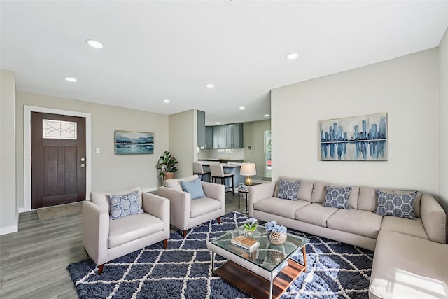 6315 Dellfern Dr, Houston, TX 77035 - living area featuring wood finished floors and recessed lighting