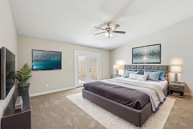 6315 Dellfern Dr, Houston, TX 77035 - bedroom featuring access to exterior, carpet floors, vaulted ceiling, ceiling fan, and french doors