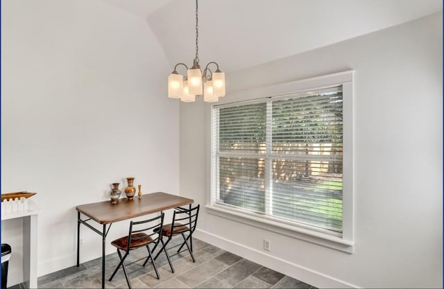 3115 Sable Xing, San Antonio, TX 78232 - dining area with a chandelier and vaulted ceiling