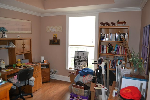 11014 Indian Trails Dr, Tomball, TX 77375 - office space featuring crown molding and light wood-type flooring