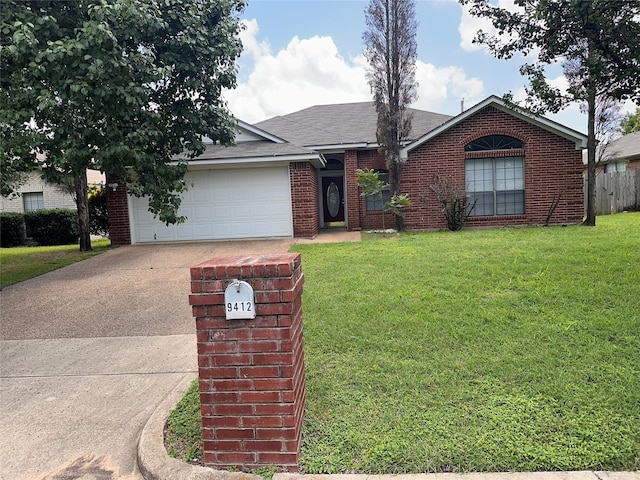 9412 Riviera Dr, Waco, TX 76712 - ranch-style house featuring driveway, brick siding, a garage, and a shingled roof