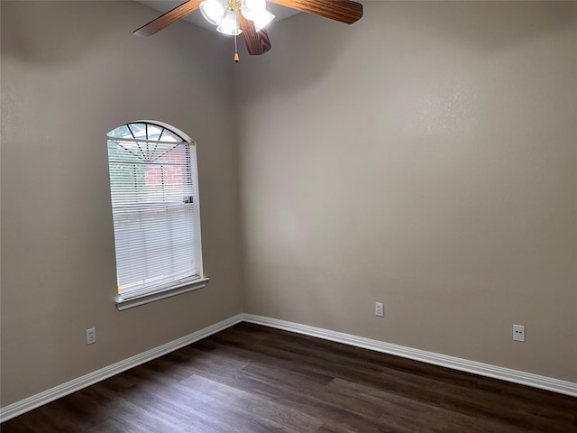 9412 Riviera Dr, Waco, TX 76712 - unfurnished room with dark wood-style floors and ceiling fan