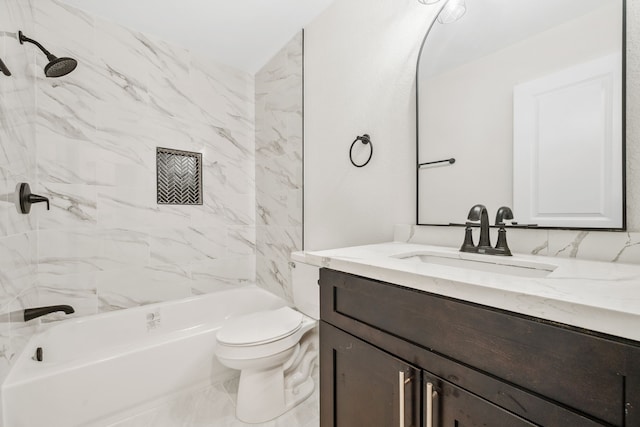 6321 Joe Louis Ln, Houston, TX 77091 - full bathroom with vanity, tub / shower combination, and marble look tile flooring