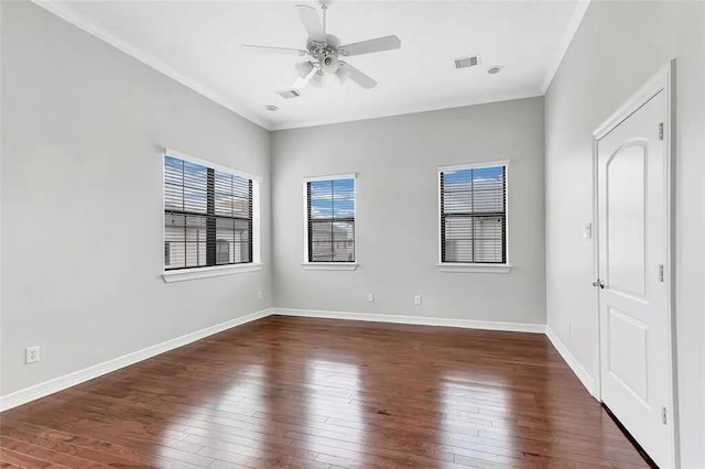 3204 Garden Oaks Vw, Houston, TX 77018 - spare room with a ceiling fan, wood-type flooring, and crown molding