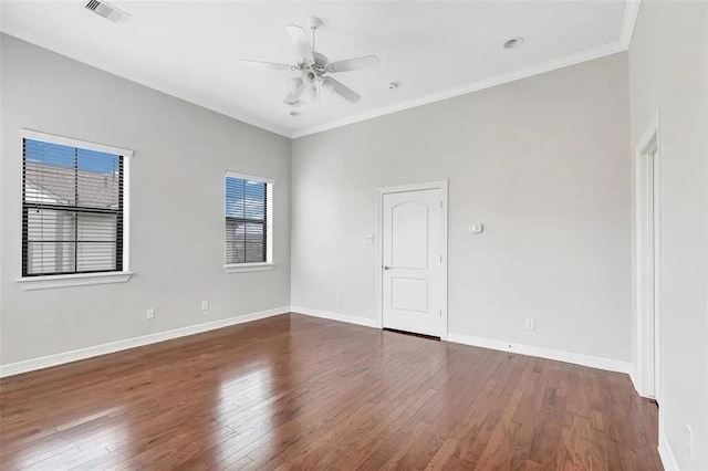 3204 Garden Oaks Vw, Houston, TX 77018 - unfurnished room with ceiling fan, wood-type flooring, and crown molding