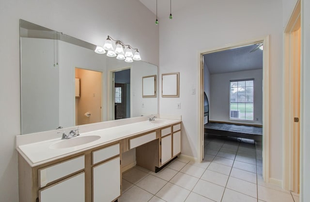 3618 Teakwood Ln, Pearland, TX 77584 - bathroom with tile patterned floors and double vanity