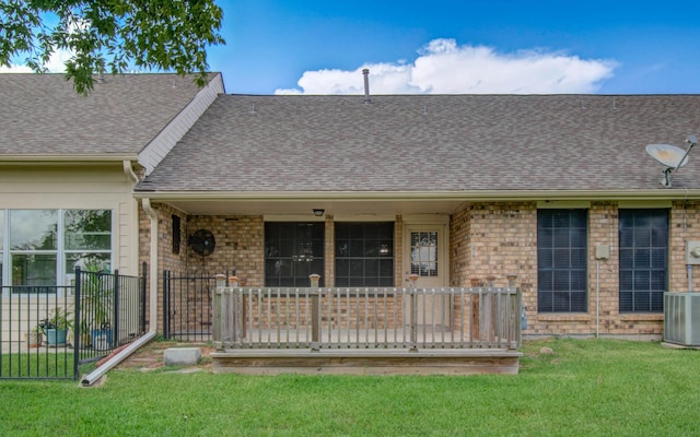 3618 Teakwood Ln, Pearland, TX 77584 - doorway to property featuring a shingled roof and brick siding