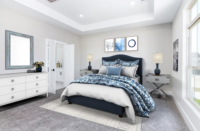 15034 Wunderlust Ln, Houston, TX 77069 - bedroom with carpet flooring, recessed lighting, and a raised ceiling