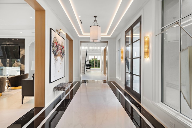 3649 Chevy Chase Dr, Houston, TX 77019 - corridor with a tray ceiling