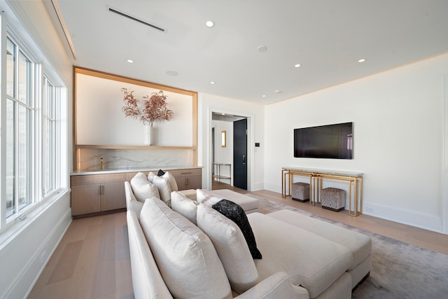 3649 Chevy Chase Dr, Houston, TX 77019 - living area with light wood-type flooring and recessed lighting
