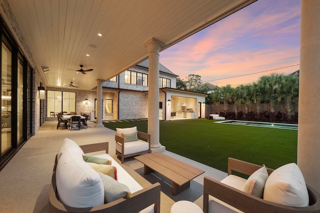 3649 Chevy Chase Dr, Houston, TX 77019 - view of patio / terrace with an outdoor hangout area and a ceiling fan
