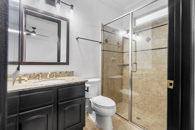 2523 Watts St, Houston, TX 77030 - bathroom featuring vanity, a shower stall, and crown molding
