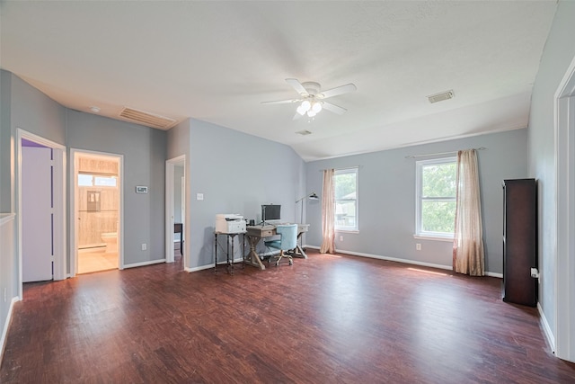 16410 Great Frst, Humble, TX 77346 - office with dark wood-type flooring and a ceiling fan