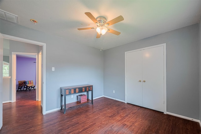 16410 Great Frst, Humble, TX 77346 - unfurnished bedroom with wood finished floors and ceiling fan