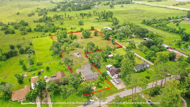 318 Primrose Rd, Jones Creek, TX 77541 - aerial view of sparsely populated area with property boundaries highlighted and agricultural land