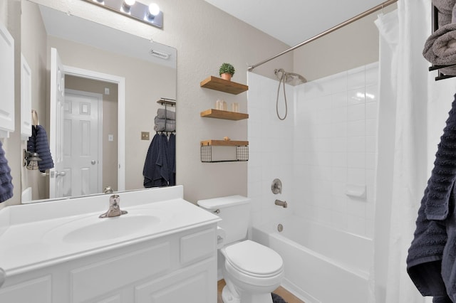 155 Fairwind Trail Dr, Conroe, TX 77385 - bathroom with vanity and shower / tub combo with curtain
