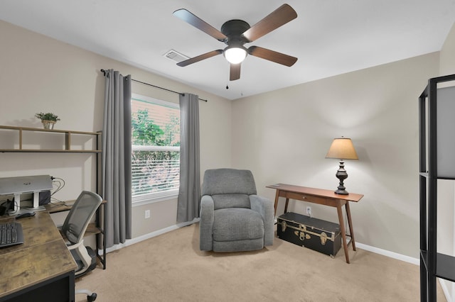 155 Fairwind Trail Dr, Conroe, TX 77385 - carpeted office featuring ceiling fan and baseboards
