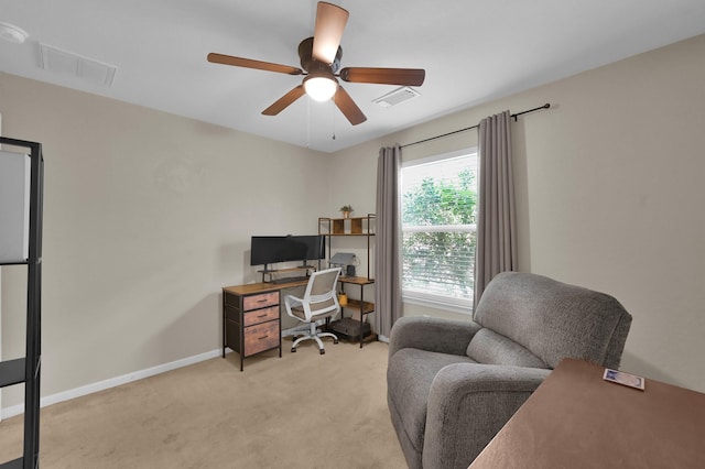 155 Fairwind Trail Dr, Conroe, TX 77385 - office space featuring a ceiling fan and light carpet