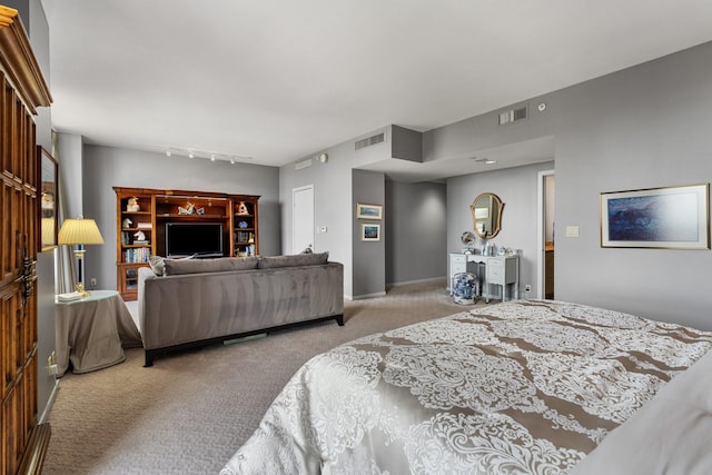 5100 San Felipe St Unit 353, Houston, TX 77056 - bedroom with light colored carpet and track lighting