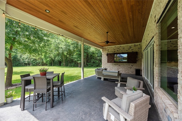 25010 Butler Hill Ct, Tomball, TX 77375 - view of patio with a ceiling fan and outdoor dining area
