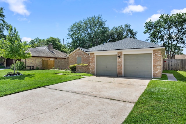 6114 Elkwood Forest Dr, Houston, TX 77088 - view of front of property featuring driveway, brick siding, a shingled roof, an attached garage, and a chimney