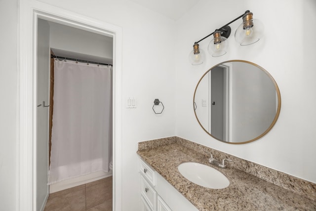 6114 Elkwood Forest Dr, Houston, TX 77088 - bathroom featuring vanity, a shower with shower curtain, and tile patterned flooring