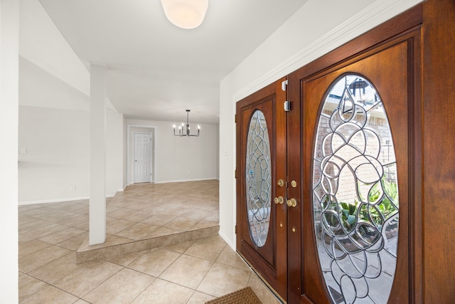 6114 Elkwood Forest Dr, Houston, TX 77088 - entryway featuring a chandelier and light tile patterned floors
