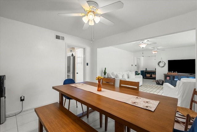 431 Shadow Creek Dr, El Lago, TX 77586 - dining area featuring a ceiling fan and light tile patterned flooring