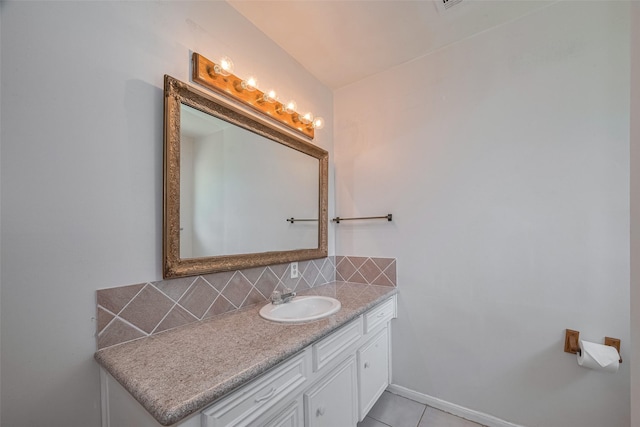 1015 Devonport Ln, Seabrook, TX 77586 - bathroom featuring tasteful backsplash, vanity, and tile patterned flooring