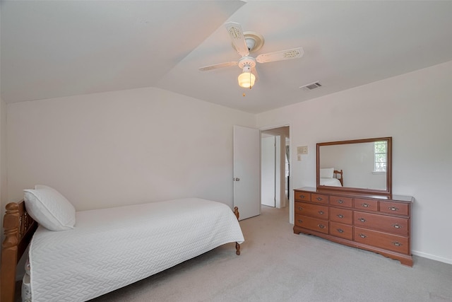 1015 Devonport Ln, Seabrook, TX 77586 - bedroom featuring vaulted ceiling, light carpet, and a ceiling fan