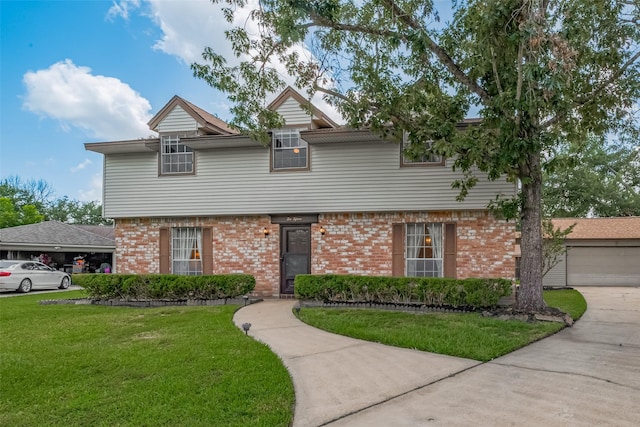 1015 Devonport Ln, Seabrook, TX 77586 - view of front of property featuring a front lawn, brick siding, and a garage