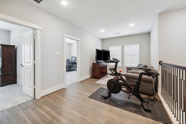 1507 Biondo Way, Houston, TX 77008 - workout area with light wood-style floors and recessed lighting