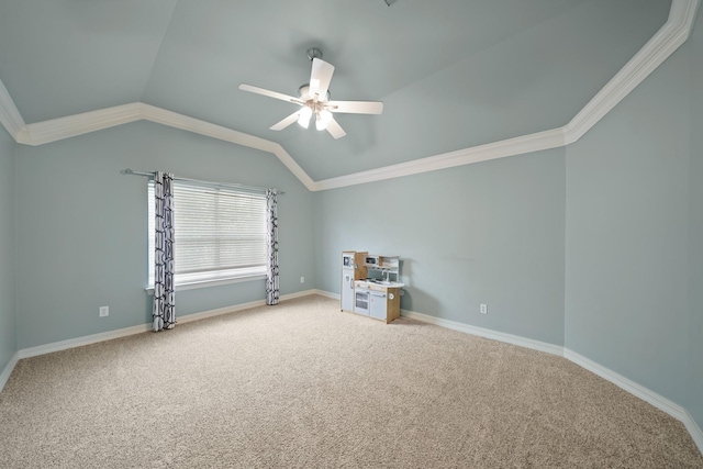 14210 Northface Manor Ct, Cypress, TX 77429 - additional living space with carpet flooring, ceiling fan, and lofted ceiling