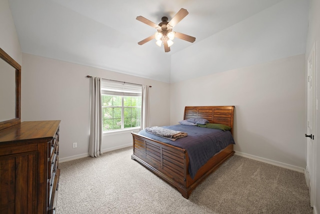14210 Northface Manor Ct, Cypress, TX 77429 - carpeted bedroom with vaulted ceiling and ceiling fan