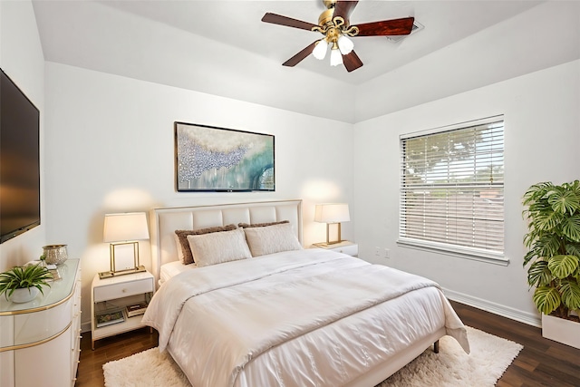 7943 Scenic Canyon Ln, Houston, TX 77095 - bedroom with dark wood-type flooring and ceiling fan