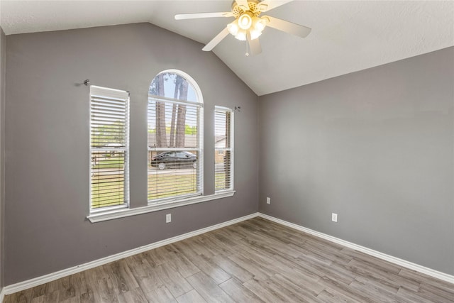110 Rustling Wind Dr, Montgomery, TX 77356 - unfurnished room featuring lofted ceiling, wood finished floors, and a ceiling fan