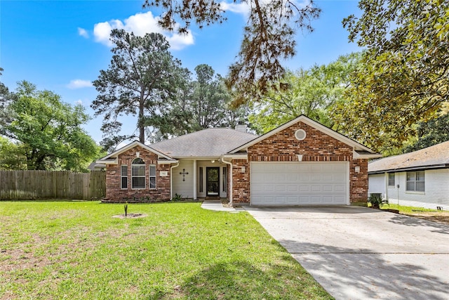 110 Rustling Wind Dr, Montgomery, TX 77356 - ranch-style house featuring an attached garage, driveway, and brick siding